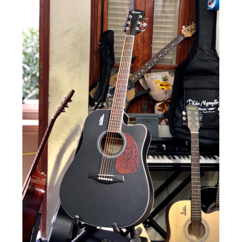 Đàn Guitar Rosen G11 màu đen nhám chính hãng, gỗ thịt Full Solid