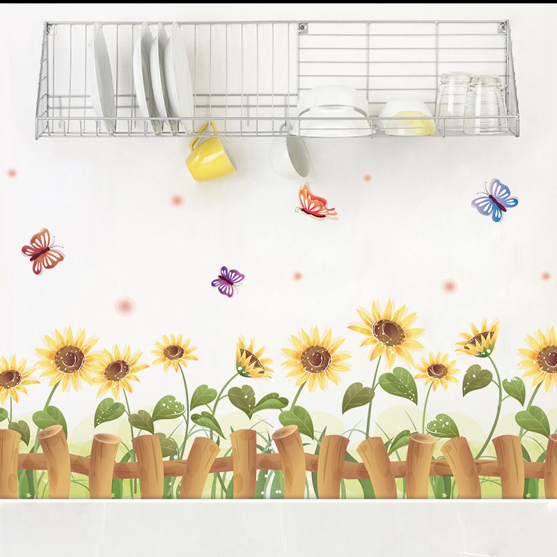 Decal dán tường chân tường hoa hướng dương 02 XL 7178 | BigBuy360 - bigbuy360.vn