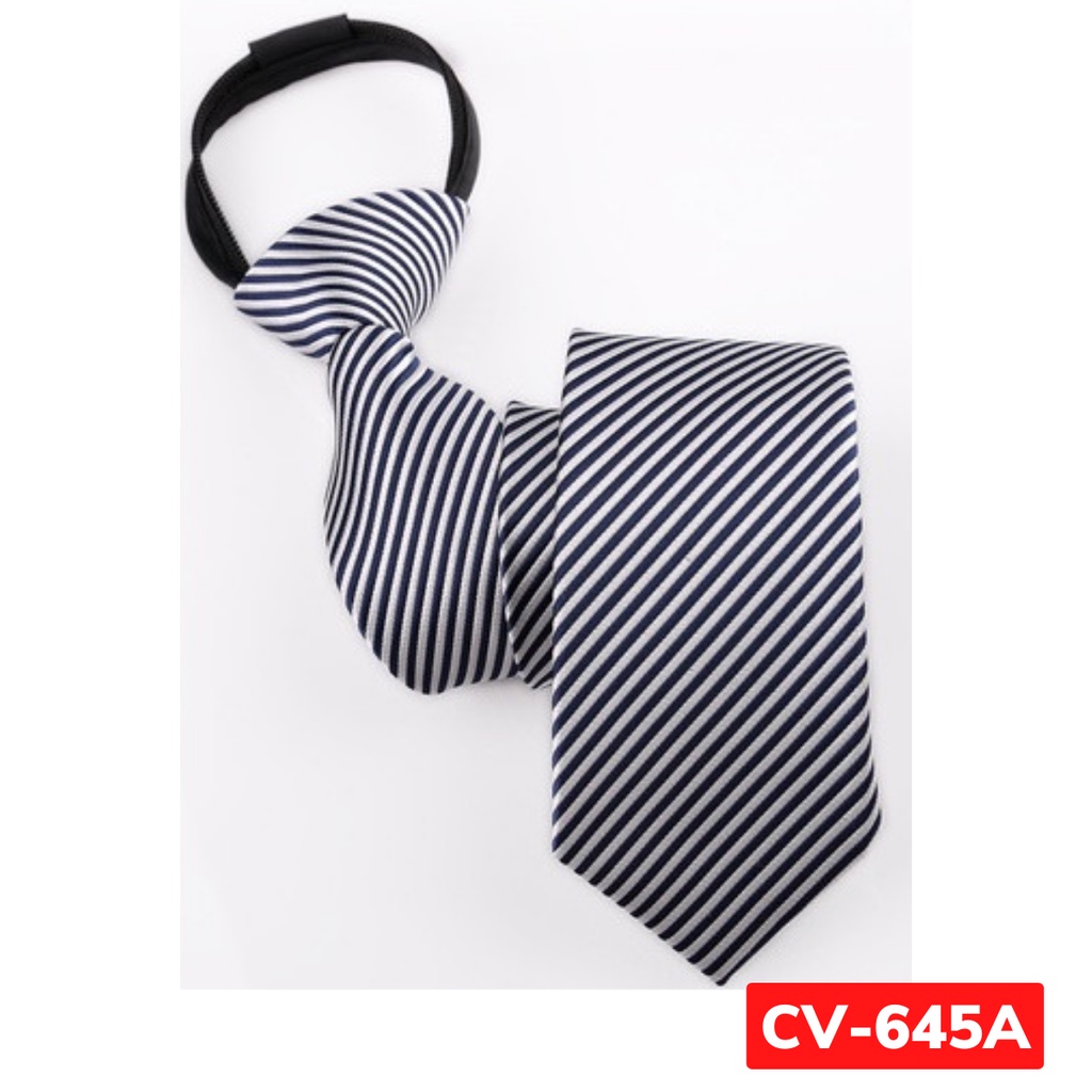 Cà vạt kẻ chéo bản nhỏ 6cm thắt sẵn khóa kéo hoặc tự thắt thời trang cao cấp phong cách trẻ trung, cravat cao cấp