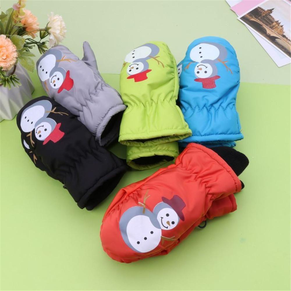 MIHAN1 Găng Tay Trượt Tuyết Vải Nhung Dày Chống Trượt Chống Thấm Đáng Yêu Dành Cho Trẻ 0-5 Tuổi