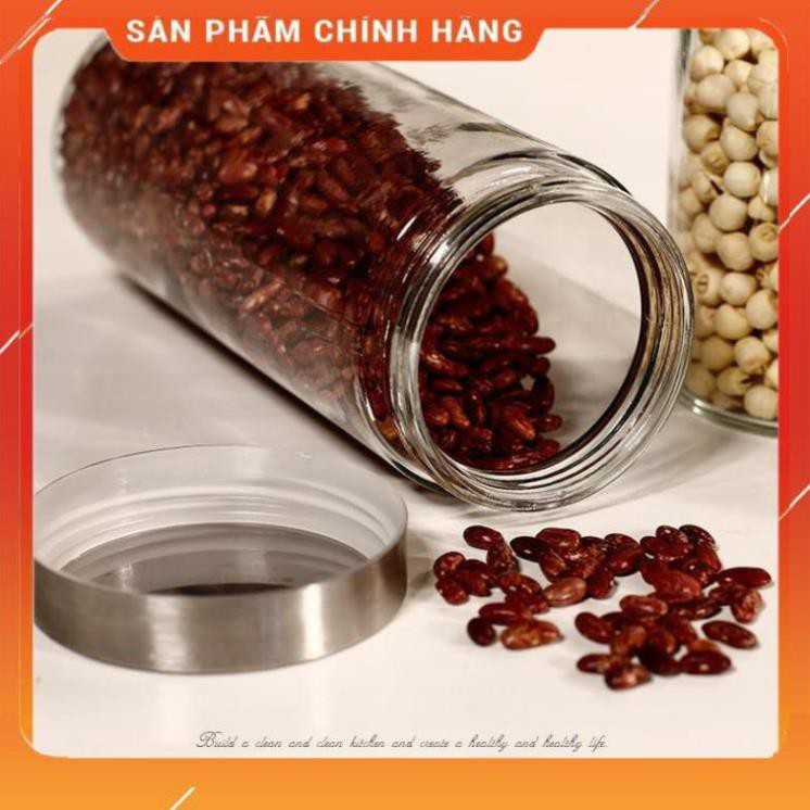 CHÍNH HÃNG -  Lọ thủy tinh nắp thiếc,hũ thủy tinh đựng gia vị ,đựng đường,đựng hạt,đồ khô an toàn, sạch sẽ Deli