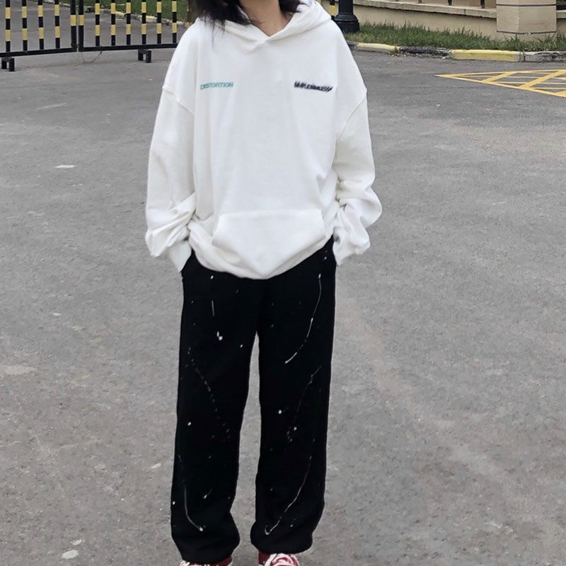 Áo Hoodie Dáng Rộng In Chữ Phong Cách Hàn Quốc Dành Cho Nữ