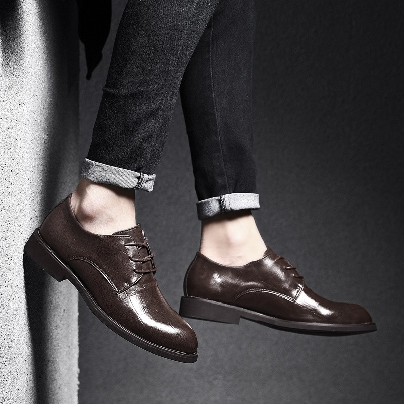 Elegant fashionable plain leather shoes for men size 38-48
