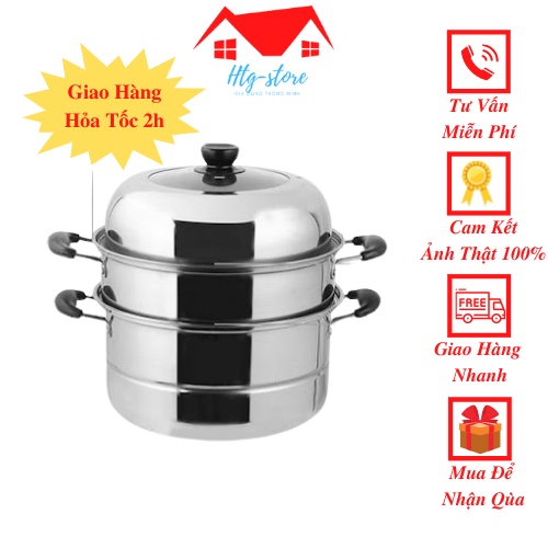 Nồi hấp 3 tầng inox -Nồi hấp đa năng dùng được bếp từ.