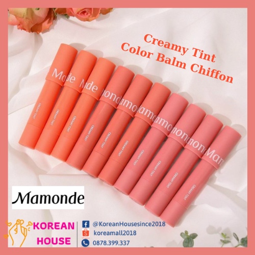 [Chính hãng][Tặng Toner] SON KEM LÌ CÓ MÀU MAMONDE NEW CREAMY TINT COLOR BALM CHIFFON 2.5g LIMITED EDITION