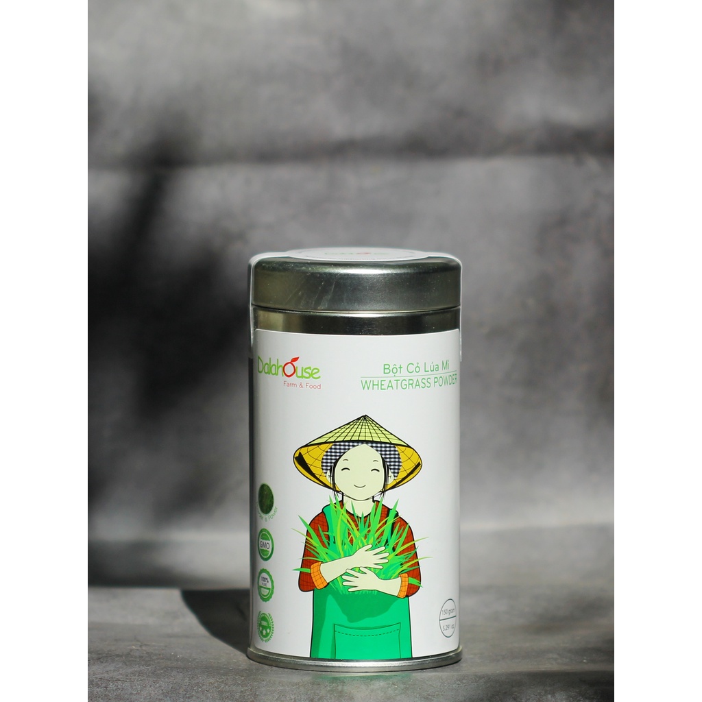 Bột cỏ lúa mì 100% nguyên chất Dalahouse  - Hộp thiếc 150g siêu tiết kiệm - Organic 100%
