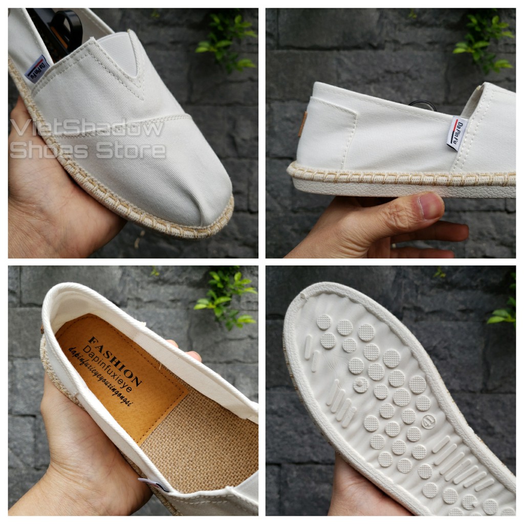 Slip on cói nam - Giày lười vải nam cao cấp - Vải thô 3 màu đen, xám và trắng ngà - Mã SP 2929 | BigBuy360 - bigbuy360.vn