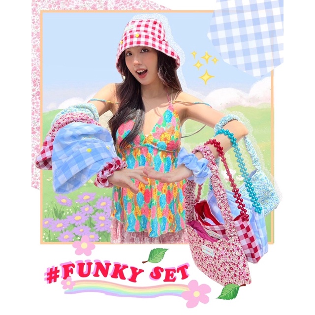 Set túi và mũ FUNKY họa tiết hoa hè | ĐỘC QUYỀN HAPPYLAND.HNc