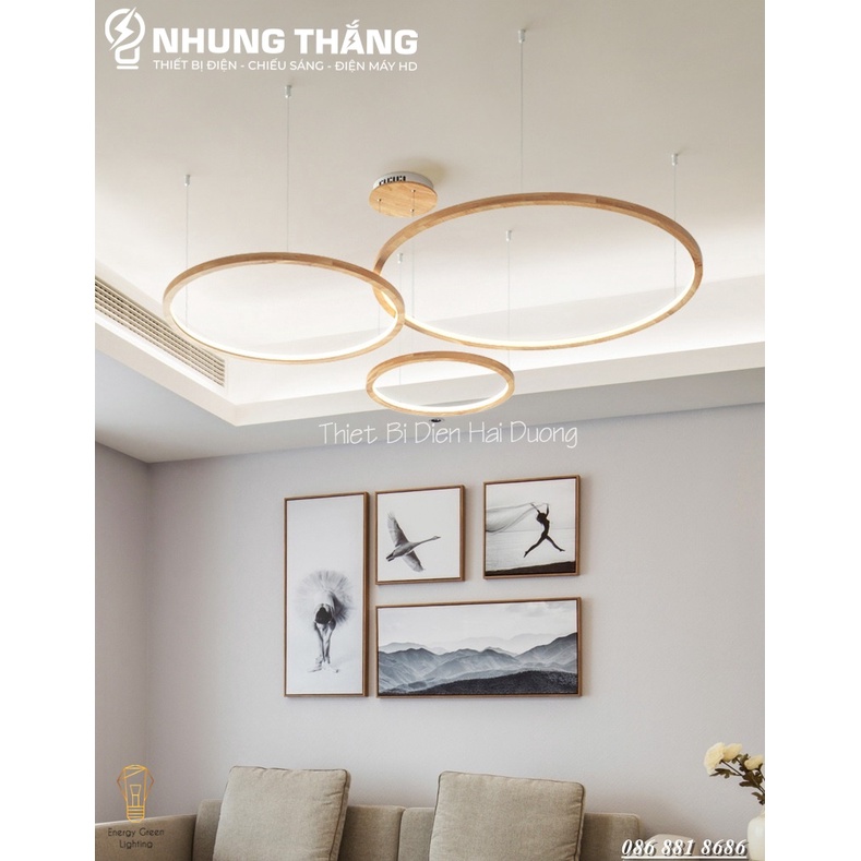 Đèn Thả Trần 3-4 Vòng Gỗ Riêng Biệt TBD837 Decor Vintage - 3 Chế Độ Ánh Sáng - Tăng Giảm Ánh Sáng - Điều Khiển Từ Xa