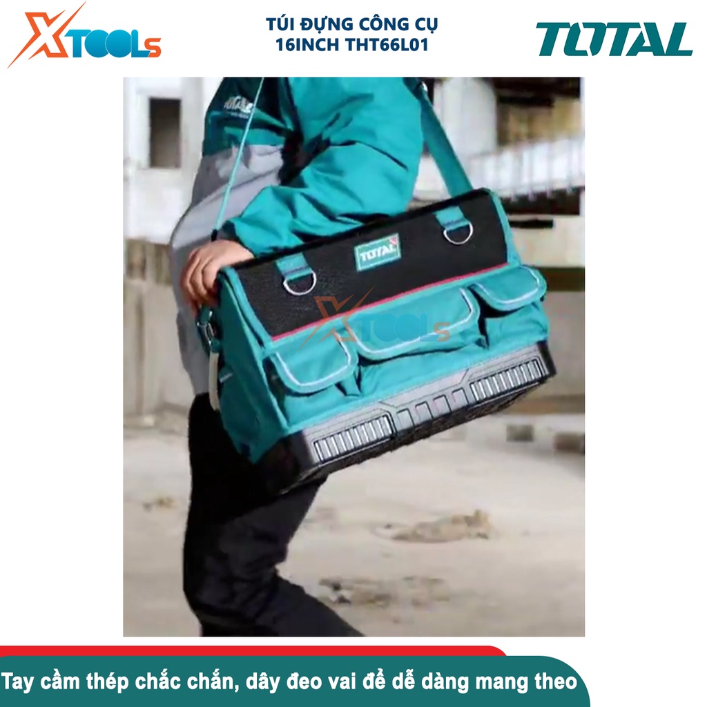 Túi đựng dụng cụ TOTAL THT66L01, giỏ đựng công cụ 16inch, thiết kế 14 ngăn, chất liệu 600D polyester- CHÍNH HÃNG- XTOOLS