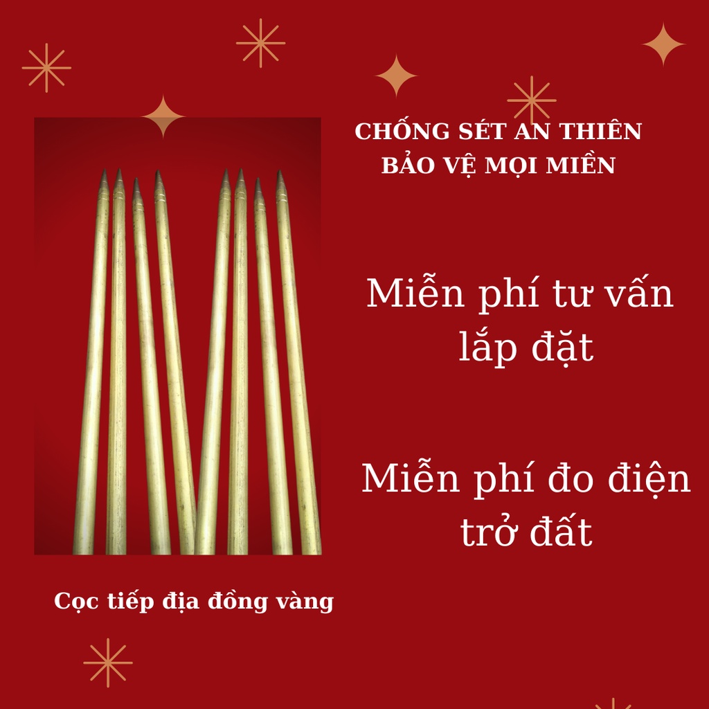 Cọc tiếp địa đồng vàng dài 1m, phi 14, phi 16 (có cả kẹp tiếp địa)