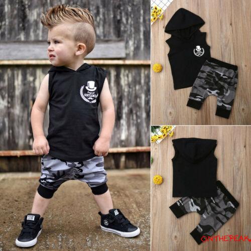 Bộ Áo Tay Ngắn Có Nón Hoodie Và Túi Giữ Ấm Tay + Quần Dài Thun Cotton Mùa Hè Cho Các Bé Nhỏ