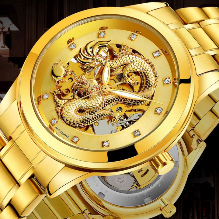 Đồng Hồ Cơ Nam Chạm Rồng 3D Chính Hãng Dây Thép Cao Cấp Đẹp Giá Rẻ Kiểu Dáng Thời Trang Sang Trọng | BigBuy360 - bigbuy360.vn