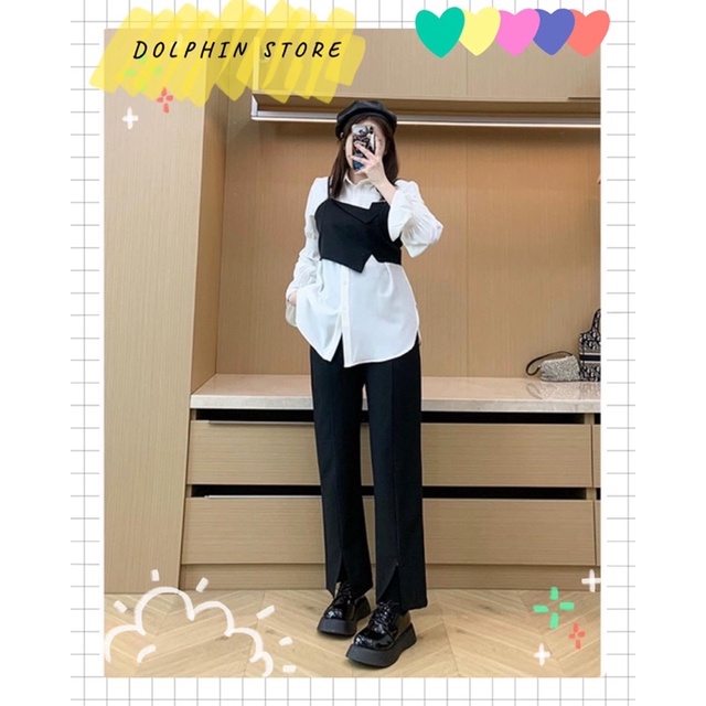 📍BIGSIZE Set áo sơ mi kèm áo gile bigsize📍