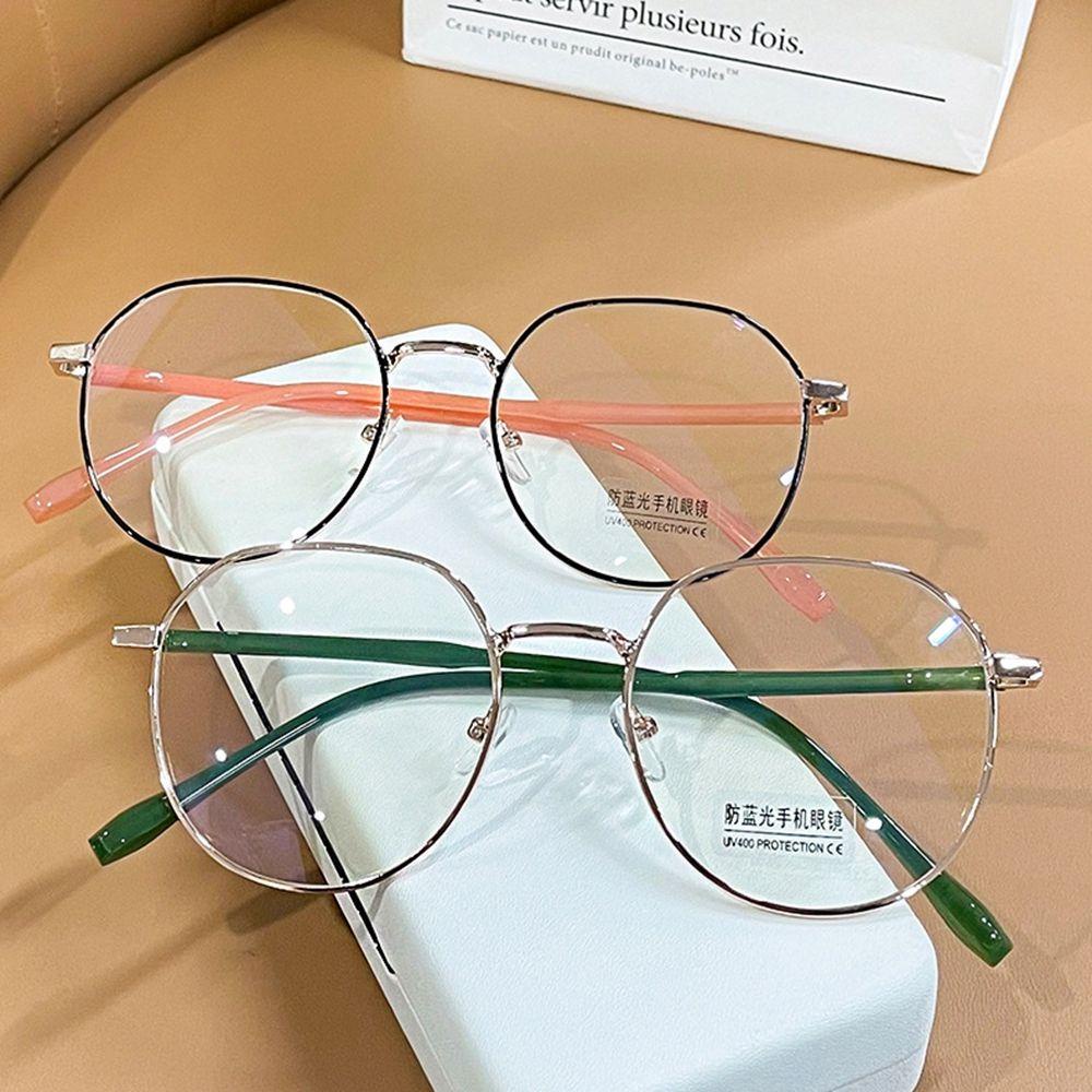 Kính Chống Ánh Sáng Xanh Gọng Oval Kim Loại Thời Trang Phong Cách Hàn Quốc Cho Nam