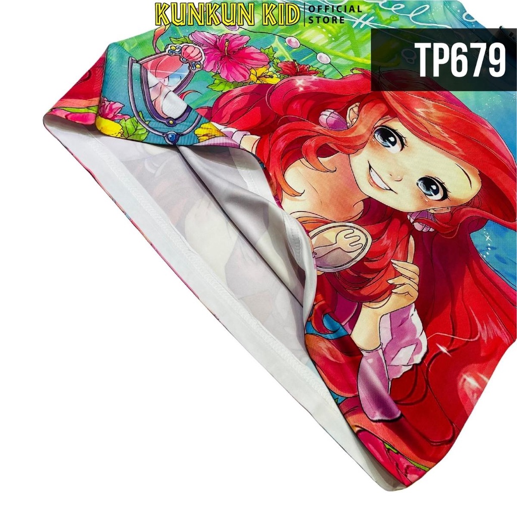 Set Quần áo bé gái size đại cho bé từ 10kg-40kg in 3D hình công chúa Ariel Kunkun Kids TP679 - Đồ bộ trẻ em Thun lạnh