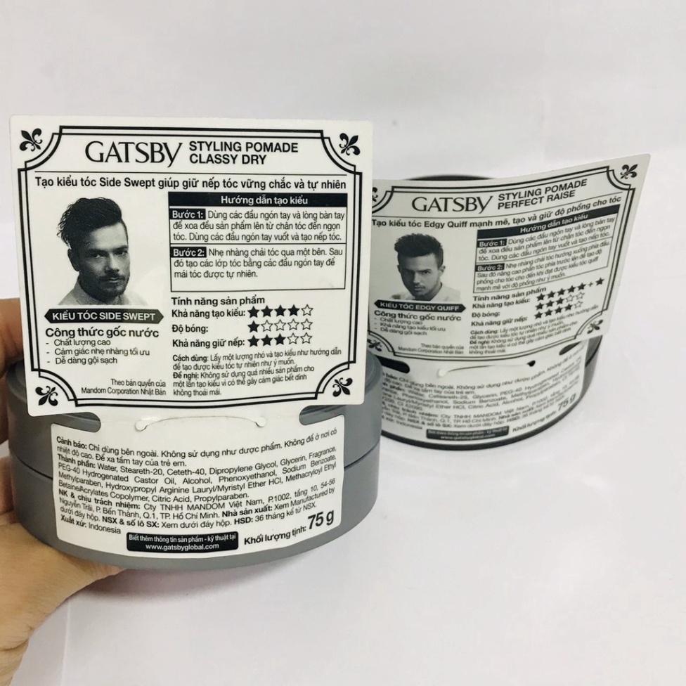 Pomade tạo kiểu tóc nam Gatsby Styling Pomade 75G [Nhật Bản]