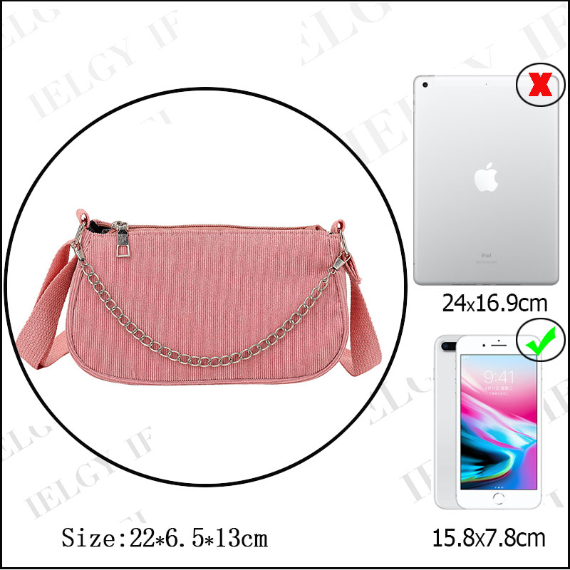Túi đeo vai IELGY màu đen phối xích đơn giản phong cách Hàn Quốc dễ phối đồ cho nữ