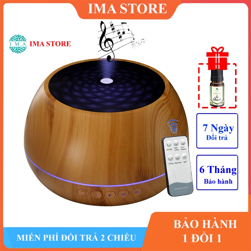 Đèn Xông Tinh Dầu Phun Sương Trụ tròn 1000ml Tích Hợp LOA BLUETOOTH nghe nhạc - PSLB01, Bảo hành 6 tháng