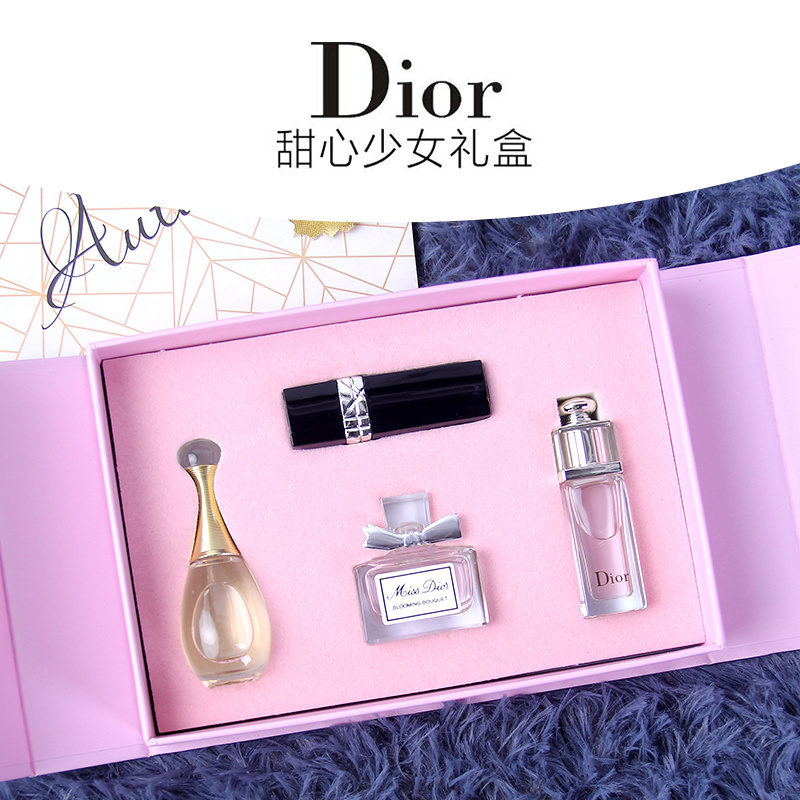 DIOR (Hàng Mới Về) Set Son Môi Kèm Hộp Đựng Màu Hồng Xinh Xắn 999