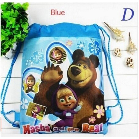 Ba Lô Dây Rút Vải Không Dệt In Hình Hoạt Hình Masha And The Bear