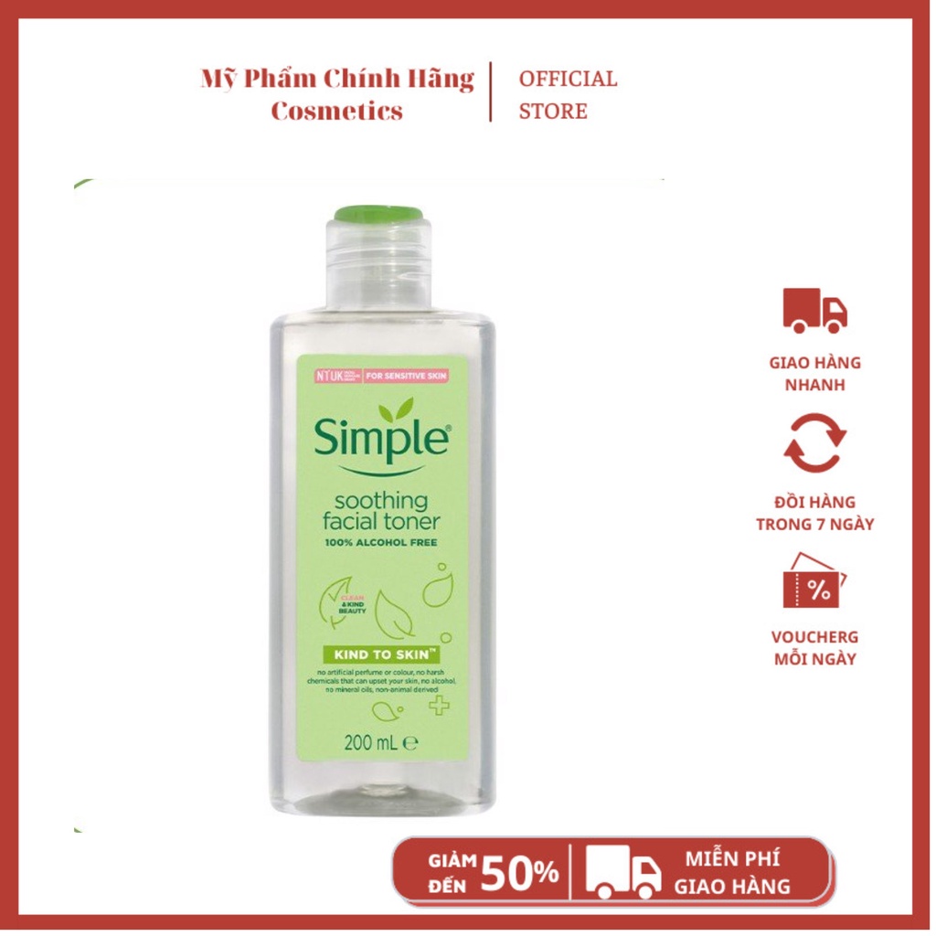 NƯỚC HOA HỒNG Simple Kind To Skin Soothing Facial Toner 200ml