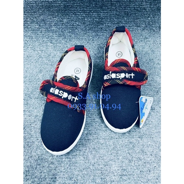 Giày thể dục ASIA vải DÁN XANH bé gái/trai