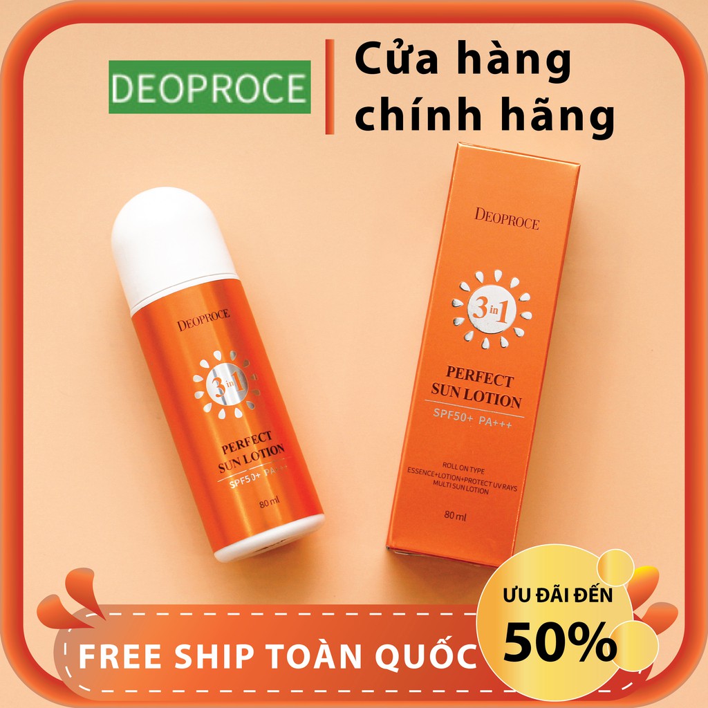 Kem chống nắng Deoproce 3 in 1 Hàn Quốc dạng thỏi lăn, thẩm thấu nhanh, không gây nhờn dính, SPF 50PA++