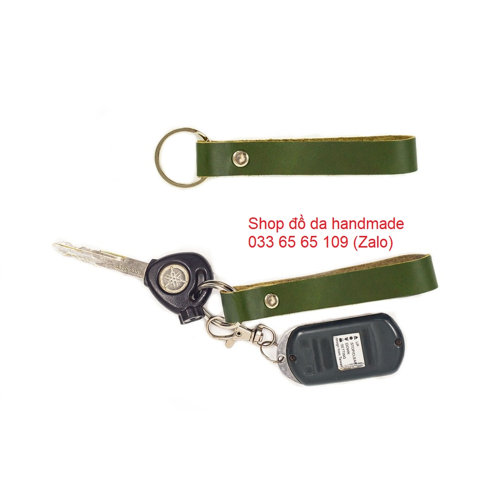 Móc dây da treo chìa khóa, móc khóa da bò thật, móc treo chìa khóa đủ mầu - da bò handmade khắc tên