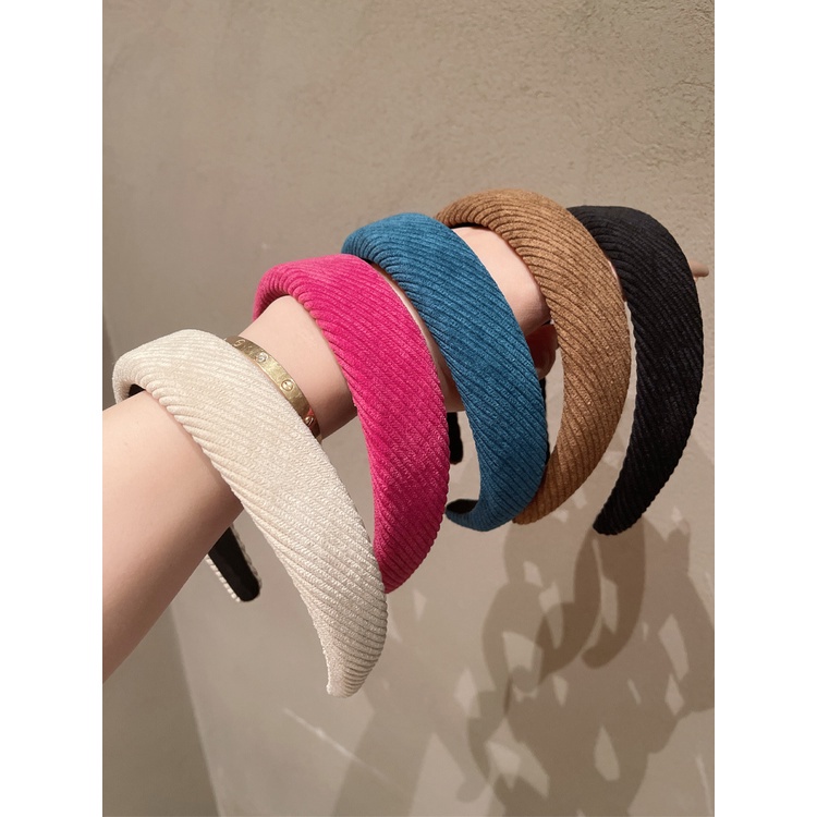 Cài tóc vải nhung màu trơn đơn giản thời trang