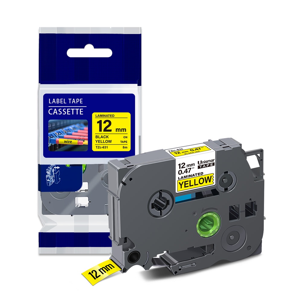 Cuộn Băng Keo Màu Vàng Đen tze631 tze-631 tze 631 12mm Chuyên Dụng Cho Máy In Nhãn Brother tze631 tz
