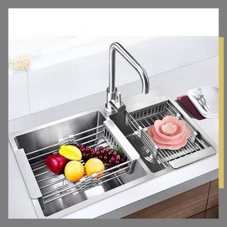 Rổ rút gọn gác bồn rửa bát inox siêu câp,Rổ rút gọn cài bồn đa năng siêu tiện lợi