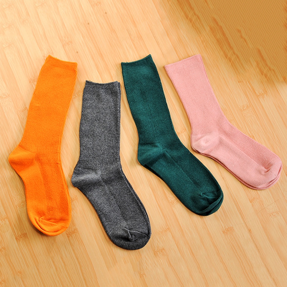 Vớ Cotton Cổ Cao Màu Trơn Thoáng Khí Dành Cho Nữ