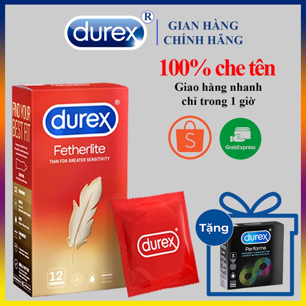 Hộp Lớn Bao cao su Durex Fetherlite 1 hộp 12 bao siêu mỏng_baocaosu_durex