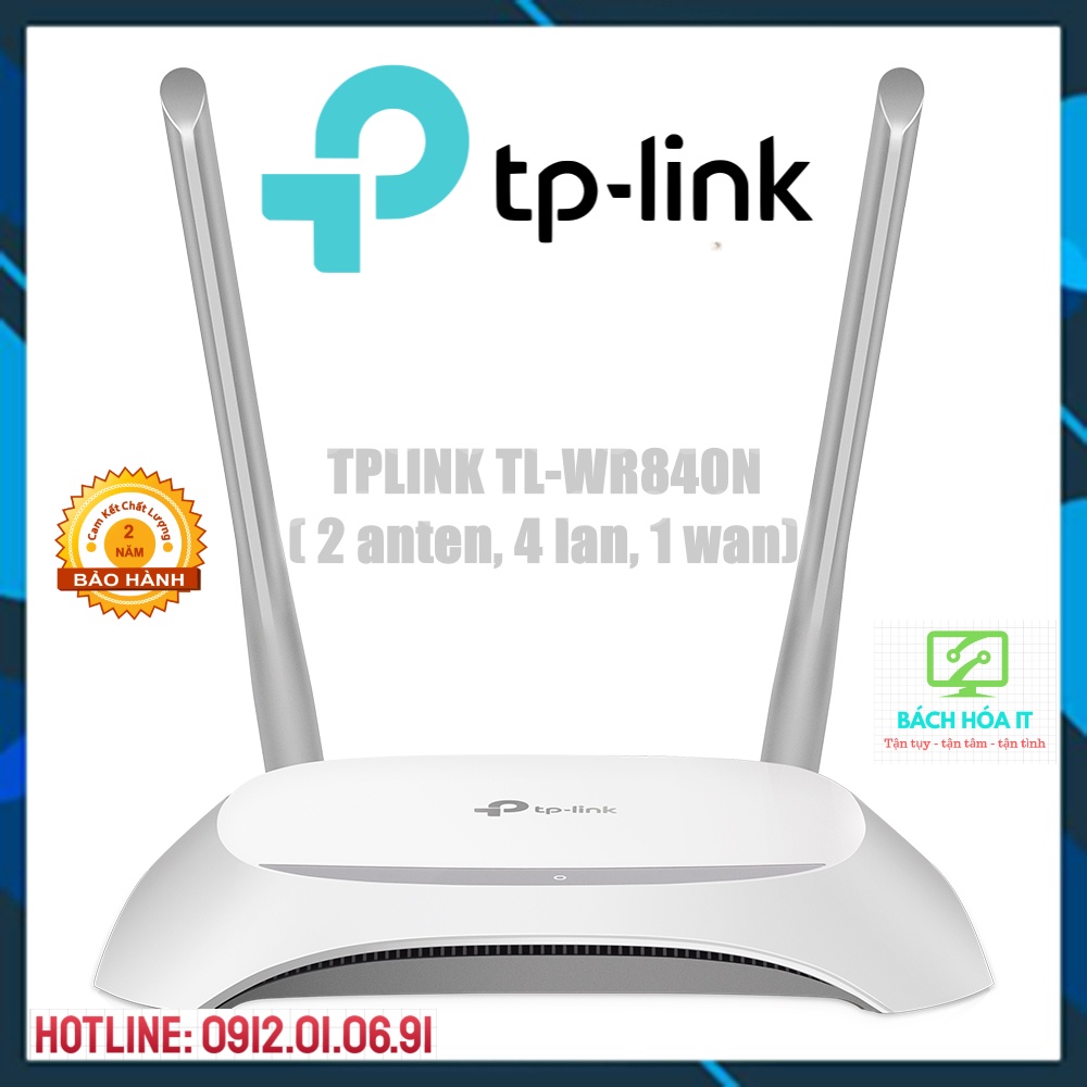 Bộ phát wifi 2 râu TPlink 840, 2 râu,Router Wi-Fi Chuẩn N Tốc Độ 300Mbps, hàng chính hãng, bảo hành 24 tháng