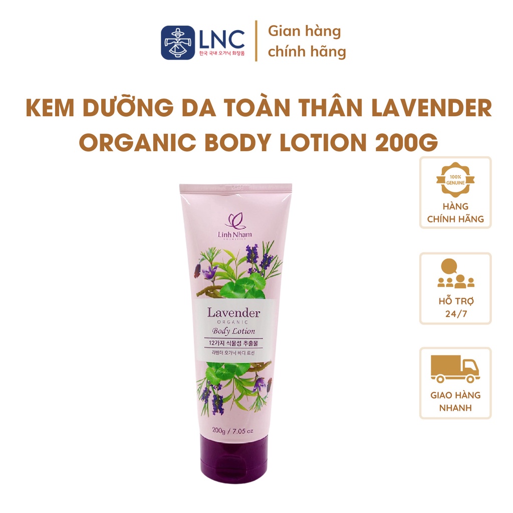 Kem Dưỡng Da Toàn Thân Lavender Organic Body Lotion Dưỡng Ẩm Chống Lão Hóa 200g
