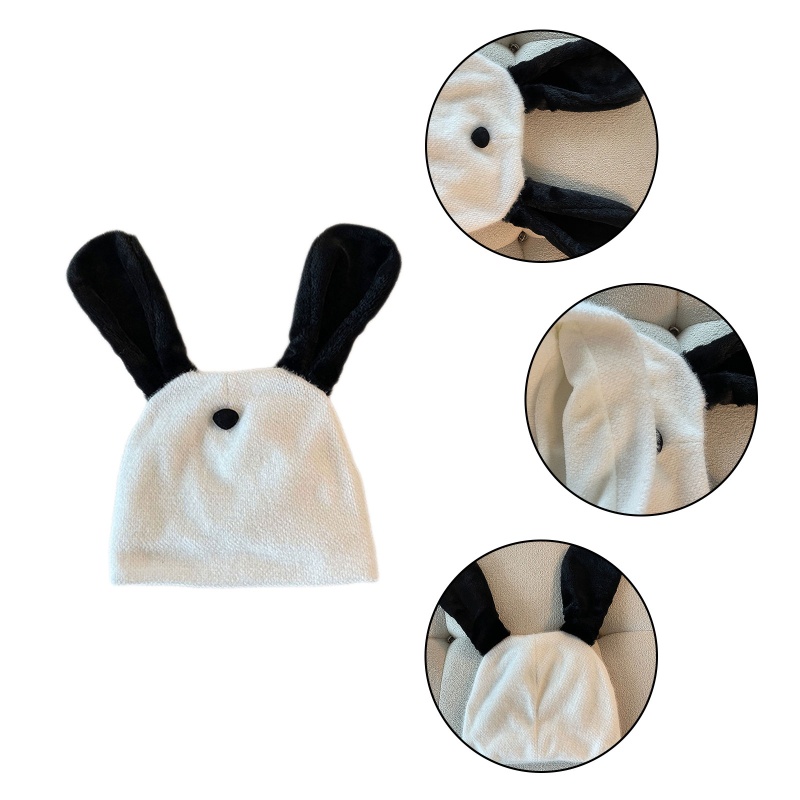 Mũ Len Tai Thỏ Hoạt Hình Phối Màu Đáng Yêu Cho Bé