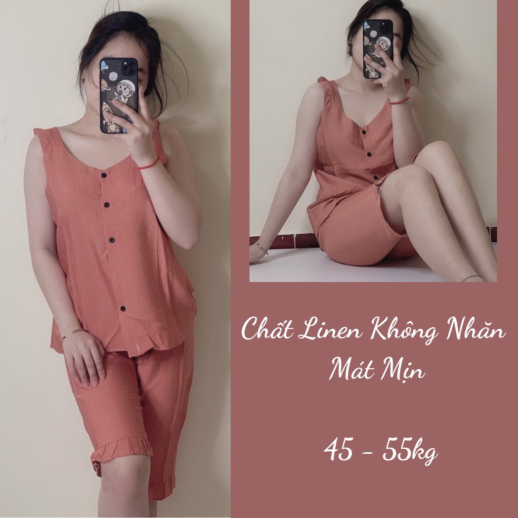 Đồ Bộ Lụa/Lanh/Đũi Lửng Mặc Ở Nhà Nữ - Bộ Quần Áo Ngủ Nữ Mặc Nhà Mùa Hè, Nhiều Màu Dễ Thương