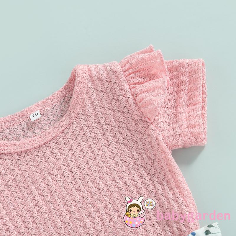 Bộ Áo Liền Quần Tay Ngắn Màu Trơn Phối Nơ Thời Trang Mùa Hè Cho Bé Gái 0-24 Tháng Tuổi