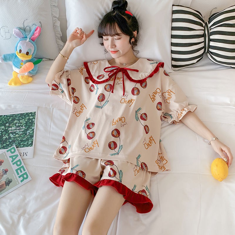 Đồ ngủ Chất Liệu cotton Thoáng Mát Phong Cách Hàn Quốc Dễ Thương Cho Nữ