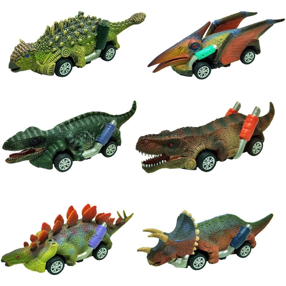 Set 6 Xe Hơi Khủng Long Đồ Chơi Dạng Kéo Lưng Cho Bé Trai 3 Tuổi