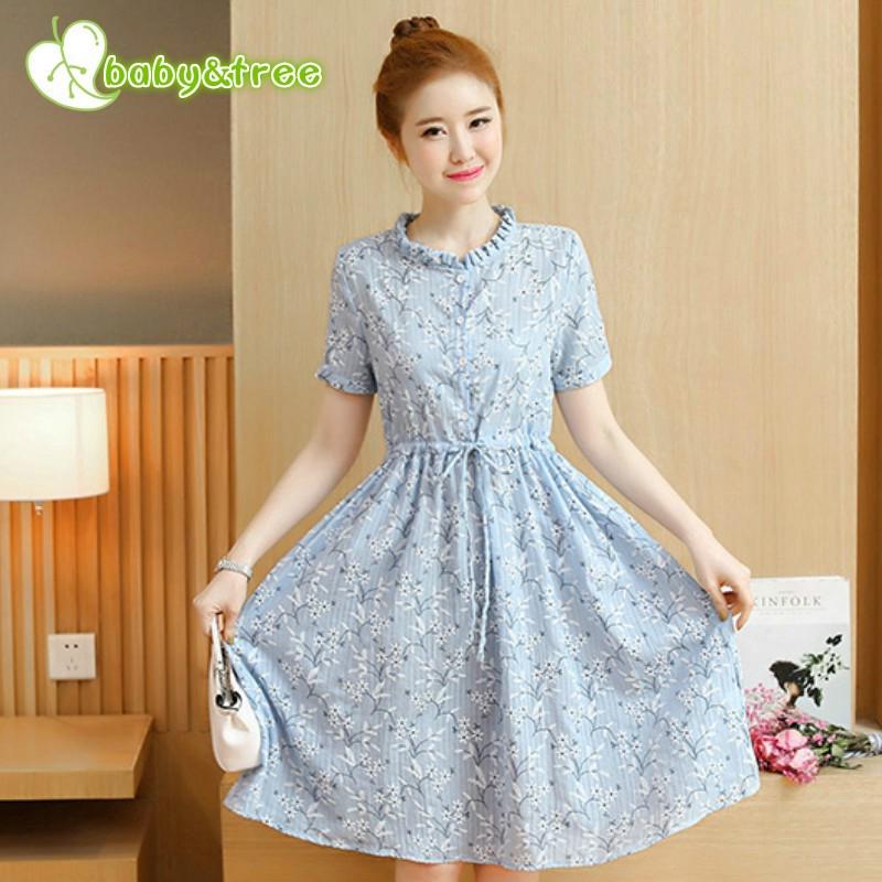 Đầm bầu họa tiết hoa phong cách Hàn Quốc