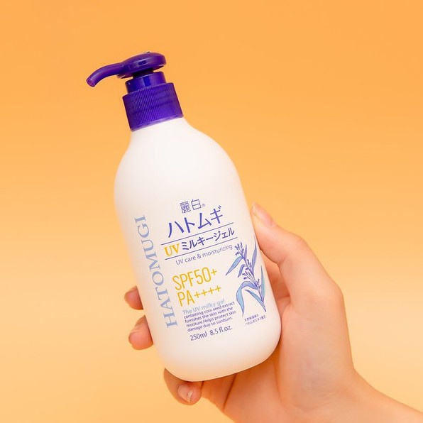 Sữa dưỡng thể body trắng da chống nắng Hatomugi UV Milky Gel SPF50+ PA++++ 250ml chính hãng Nhật Bản - ROXI Beauty