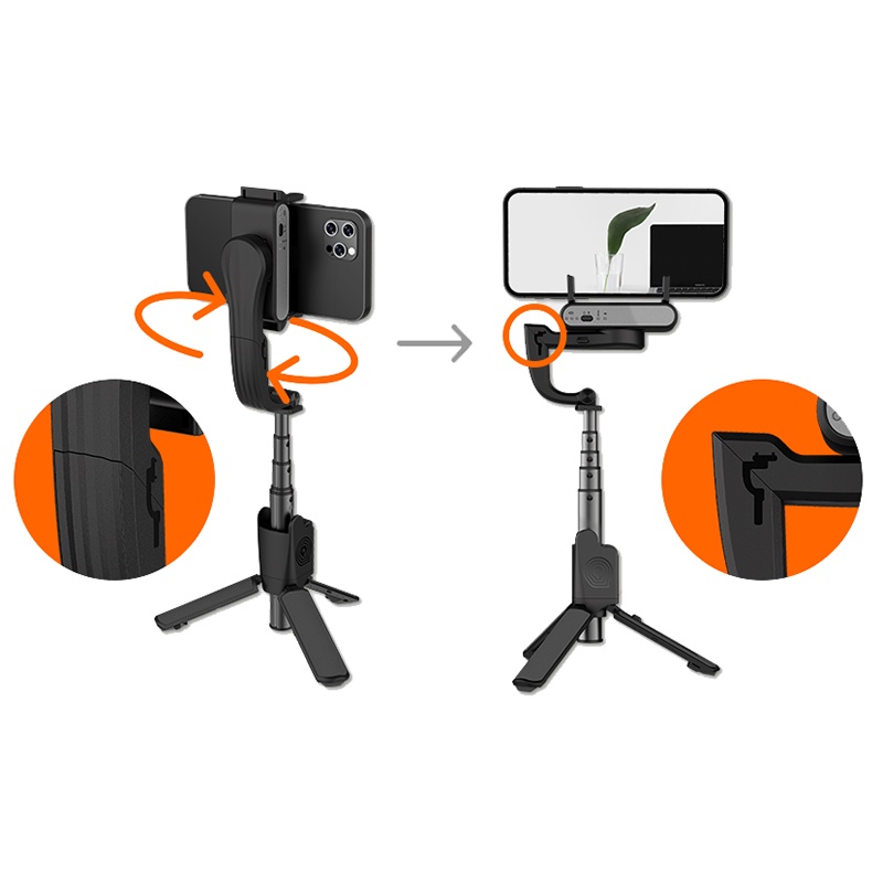 Gimbal Chống Rung Kiêm Gậy Selfie Xoay 360°, Điều Khiển Từ Xa, Theo Dõi Khuôn Mặt Hohem Isteady Q