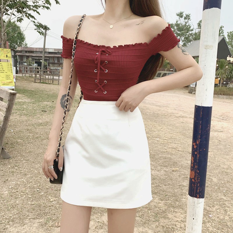 Áo dệt kim trễ vai xinh xắn thời trang cho nữ