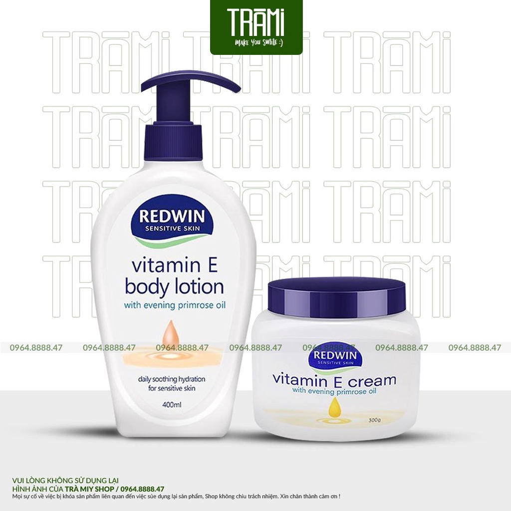 [CHÍNH HÃNG] Kem Dưỡng &amp; Body Lotion Làm Da Mềm Mịn Redwin Vitamin E 300gr/ 400ml Của Úc.