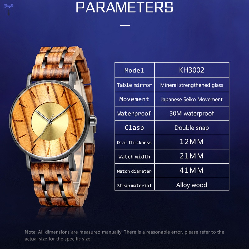 Đồng Hồ Công Sở Nam Chống Nước Với Dây Đeo Bằng Gỗ