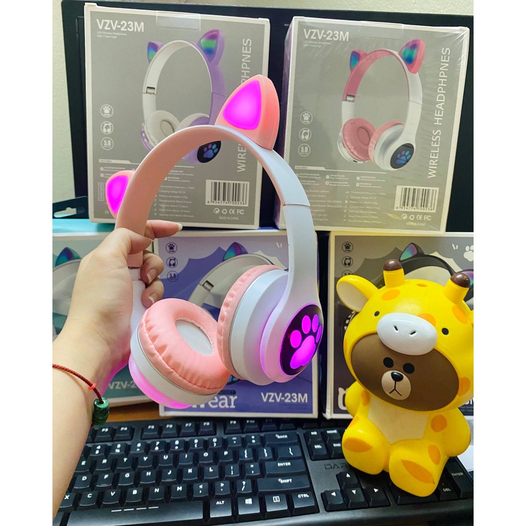 Tai Nghe Mèo Bluetooth Cao Cấp, Tai Nghe Không Dây Chơi Game , Headphone Mèo Có mic, Chống Ồn, Đèn Led -A_Tstores | BigBuy360 - bigbuy360.vn