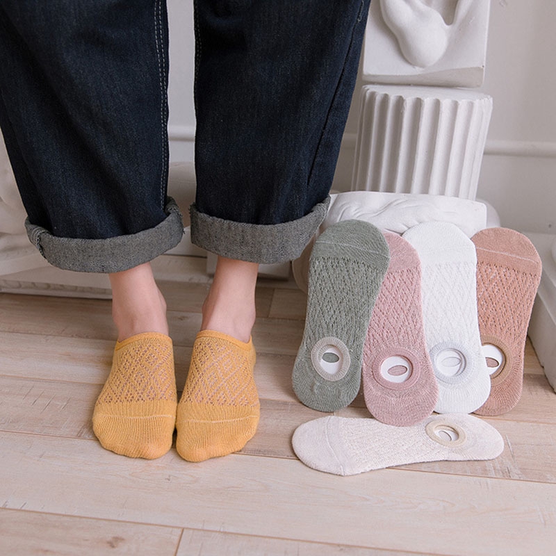 Vớ cotton lưới mỏng xuyên thấu cổ thấp phong cách mùa hè Nhật Bản dễ thương dành cho nữ