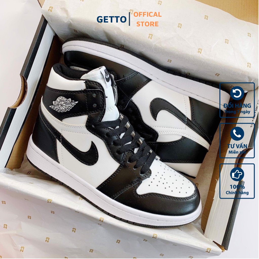 Giày thể thao nam nữ Jordan cổ cao loại 1, giày sneaker Jordan Panda màu đen, xám đủ size